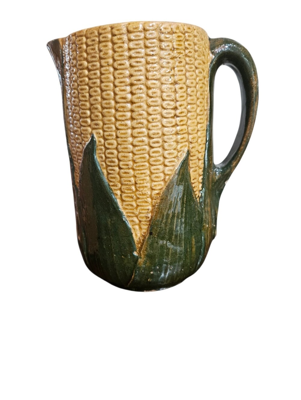 Antique 1910 #44 Brushed Majolica McCoy Corn Cob Cream Pitcher